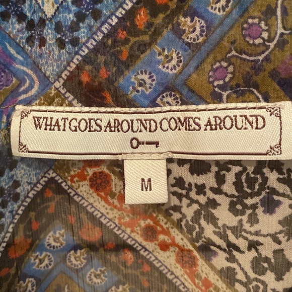 Boho Peasant Blouse with fitted waist, drawstring ties M - Picture 4 of 11